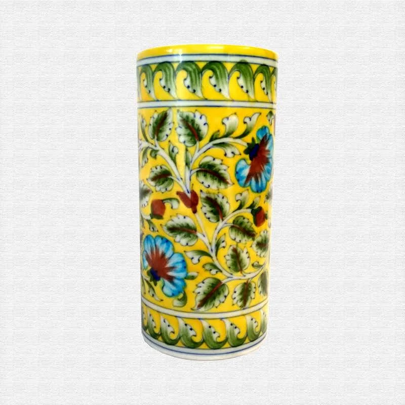 Original Blue Pottery flower vase cylinder shape